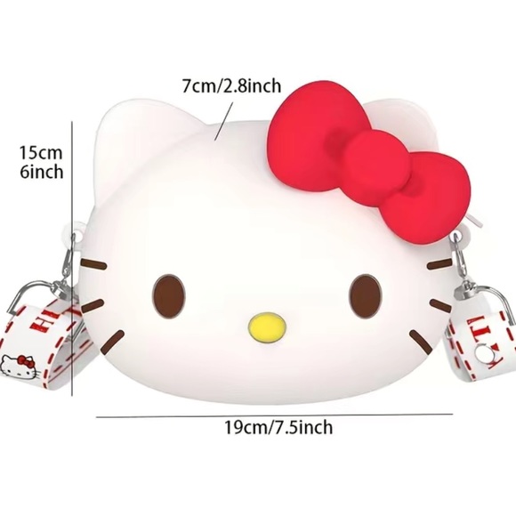 NWT Large Hello Kitty Silicone Crossbody Purse/ Bag, Approx 8” by 6” - Picture 3 of 3